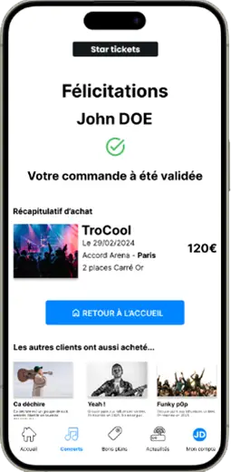 Validation d'achat Maquette validation de l'achat de billet