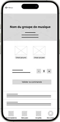 Wireframe numérique page validation achat Wireframe numérique de la page de validation d'achat