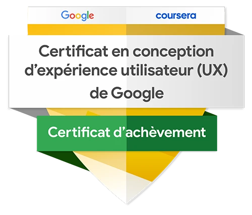 Badge certificat achevement-500 Badge Certificat en conception d'expérience utilisateur (UX) de Google