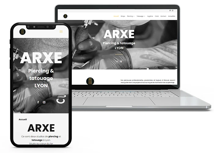 Hero projet ARXE Présentation des pages d'accueil des sites desktop et mobile du studio ARXE